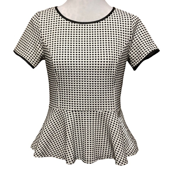 Elle Tops - Elle Checkered Peplum Blouse
